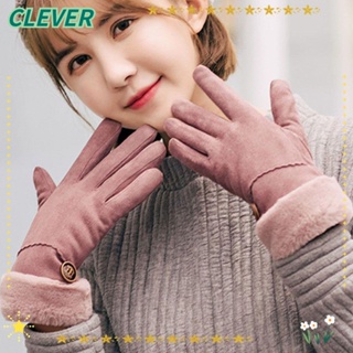 Clever ถุงมือกํามะหยี่ แบบเต็มนิ้ว สัมผัสหน้าจอได้ แฟชั่นฤดูใบไม้ร่วง และฤดูหนาว