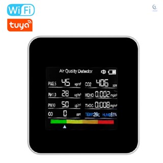 Xiaomiyoupin) 14 in 1 Tuya WIFI เครื่องตรวจจับคุณภาพอากาศ CO2 CO2 CO TVOC HCHO PM2.5 PM1.0 PM10 อุณหภูมิ ความชื้น เวลา วันที่ ปลุก จับเวลา นาฬิกาจับเวลา รองรับ Re