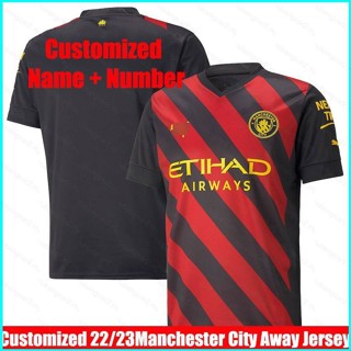 เสื้อกีฬาแขนสั้น ลายการ์ตูนฟุตบอล Manchester City Away Jersey 22-23 สําหรับผู้ชาย