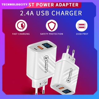 หัวชาร์จโทรศัพท์มือถือ USB TYPE-C 5V 2.4A มาตรฐานยุโรป อเมริกัน หัวชาร์จ PD หัวชาร์จ USB