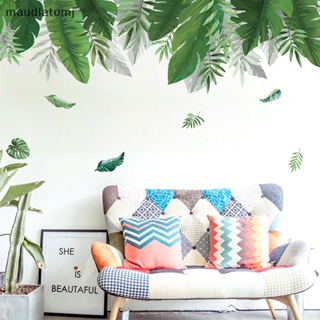 Maud Tropical Plant Green Leaves สติกเกอร์ติดผนัง สําหรับห้องนั่งเล่น ห้องนอน โซฟา Deco EN