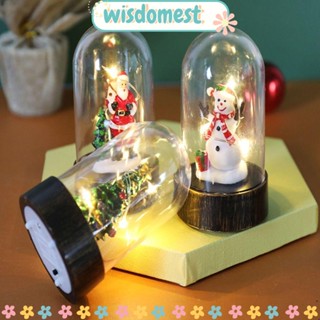 Wisdomest โคมไฟกลางคืน Led รูปสโนว์แมน ซานตาคลอส สโนว์แมน ใช้แบตเตอรี่ 3 สี สําหรับตกแต่งคริสต์มาส