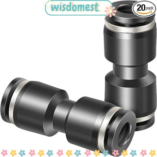 Wisdomest อุปกรณ์เชื่อมต่อนิวเมติก เชื่อมต่อเร็ว 1/4 นิ้ว สีดํา PU6 20 ชิ้น