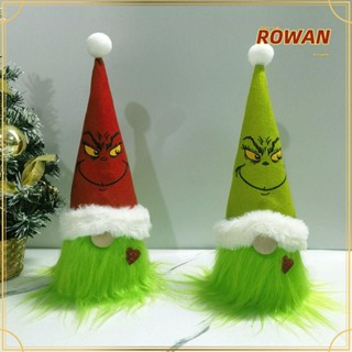 Rowans ตุ๊กตาโนมไร้หน้า ไร้หน้า ผ้ากํามะหยี่ขนนิ่ม สีเขียว สําหรับตกแต่งปาร์ตี้คริสต์มาส