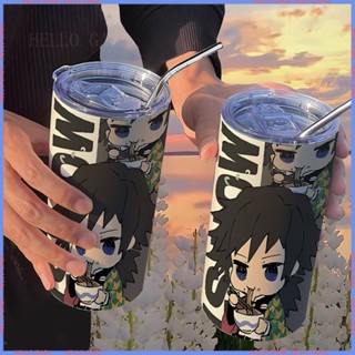 🥤Animation Peripheral Limited Water Cup🥤 กระติกน้ําร้อน สเตนเลส ลาย Demon Slayer Tomioka Tanjiro พร้อมหลอดดูด แบบพกพา คุณภาพสูง สําหรับผู้หญิง