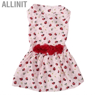 Allinit Dog  Cute Ladybug and Grass Pattern Comfortable Breathable Pet Puppy Girl for Spring Summer Pink