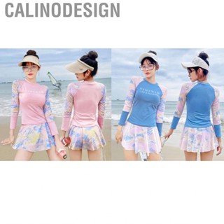 Calinodesign Long Sleeve Two Piece Swimwear Woman Rashguard Push Up for Swimming Hot Spring Beach