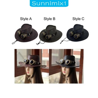 [Sunnimix1] หมวกคาวบอย ปีกกว้าง กันแดด สไตล์ตะวันตก สําหรับแต่งคอสเพลย์ ปาร์ตี้ ทุกเพศ