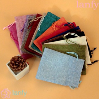 Lanfy ถุงผ้าลินิน 25 ชิ้น พร้อมเชือกรัด สําหรับใส่เครื่องประดับ ลูกอม คริสต์มาส