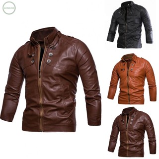 GORGEOUS~Mens Retro Leather Jacket Motorcycle Stand Collar Biker Coat Zip Up Outwear Tops