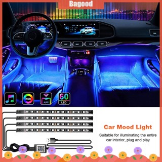 ♪Bagood♪พร้อมส่ง แถบไฟนีออน LED RGB ควบคุมผ่านแอพ ควบคุมด้วยเสียงเพลง สําหรับตกแต่งภายในรถยนต์ รถบรรทุก