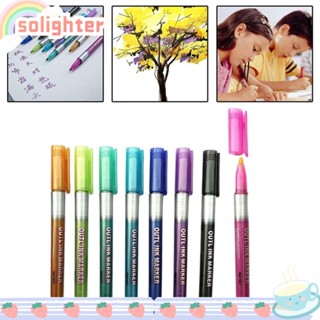 SOLIGHTER ปากกามาร์กเกอร์ สีเมทัลลิก สําหรับมาร์กเกอร์ ไฮไลท์ ไฮไลท์ เครื่องเขียน