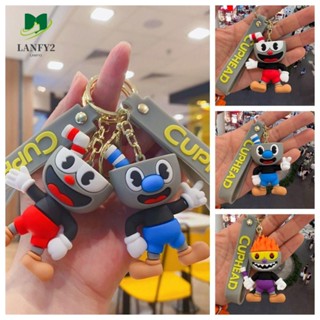 Alanfy พวงกุญแจ PVC จี้การ์ตูน Cuphead Mugman น่ารัก สําหรับแขวนกระเป๋า