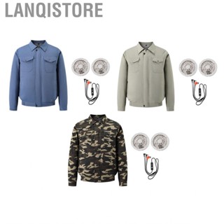 Lanqistore AC Jacket  4 Wind Speed Wearable Fan Internal Ice Pack Pocket Easy To Clean for Men Outdoor Activities