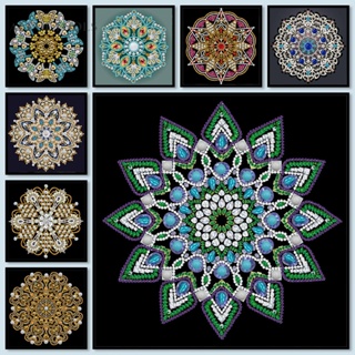 Mandala ชุดงานจิตรกรรมเม็ดบีด ทรงเพชร พลอยเทียม โมเสก 5D DIY สําหรับตกแต่งบ้าน [alloetools.th]