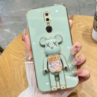 เคสโทรศัพท์ สําหรับ OPPO A73 2020 A92 A52 A7 A9 A5 A31 A53 A33 A5S A12 F9 A3S A12e 4G 5G มือถือนิ่ม กันกระแทก ปิดด้านหลัง ลายหมี สีแคนดี้ พร้อมขาตั้ง