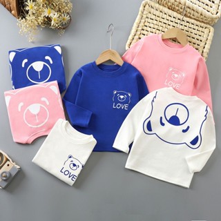 พร้อมส่ง เสื้อกันหนาวแขนยาว คอกลม ผ้าฝ้ายแท้ แฟชั่นฤดูใบไม้ผลิ และฤดูใบไม้ร่วง สําหรับเด็กผู้ชาย และเด็กผู้หญิง