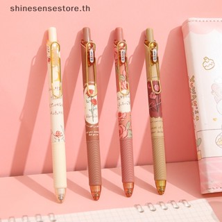 Shine ปากกาเจลลูกลื่น 0.5 มม. ลายดอกกุหลาบ สีดํา สําหรับเขียน สํานักงาน โรงเรียน TH