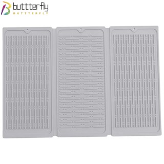 Buttterfly เสื่อซิลิโคน ทรงสี่เหลี่ยมผืนผ้า ขนาดใหญ่ 20 นิ้ว x 14 นิ้ว สีเทา ทําความสะอาดง่าย สําหรับตากจาน ลิ้นชัก