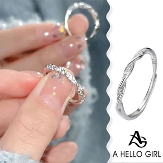 A HELLO GIRL แหวนสวมนิ้วมือ ปรับขนาดได้ ไม่ซีดจาง เรียบง่าย สําหรับผู้หญิง