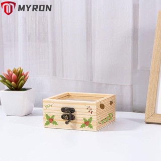 Myron กล่องไม้ 3.5 นิ้ว X 3.5 นิ้ว X 1.8 นิ้ว สีธรรมชาติ ทําความสะอาดง่าย สําหรับจัดเก็บของขวัญ 1 3 ชิ้น