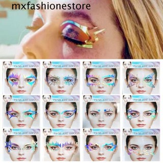 Mxfashione สติกเกอร์รอยสักชั่วคราว ลายกลิตเตอร์ รูปดาว ผีเสื้อ สีเงิน กันน้ํา สําหรับตกแต่งคิ้ว อายไลเนอร์ แต่งหน้า