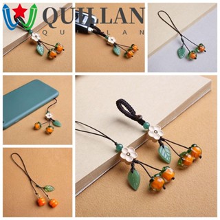 Quillan สายคล้องโทรศัพท์มือถือ ลายผลไม้ สีส้ม สไตล์วินเทจ