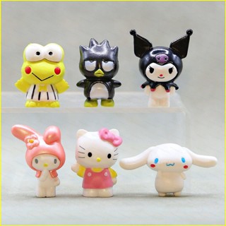 ใหม่ โมเดลฟิกเกอร์ Sanrio Kuromi Melody Keroppi XO Kitty Cinnamoroll ของเล่นสําหรับเด็ก เก็บสะสม ของขวัญ 6 ชิ้น