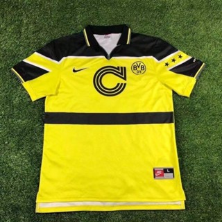 เสื้อกีฬาแขนสั้น ลายทีมชาติฟุตบอล Borussia Dortmund Home 96-97 แห้งเร็ว สไตล์วินเทจ ไซซ์ S-XXL