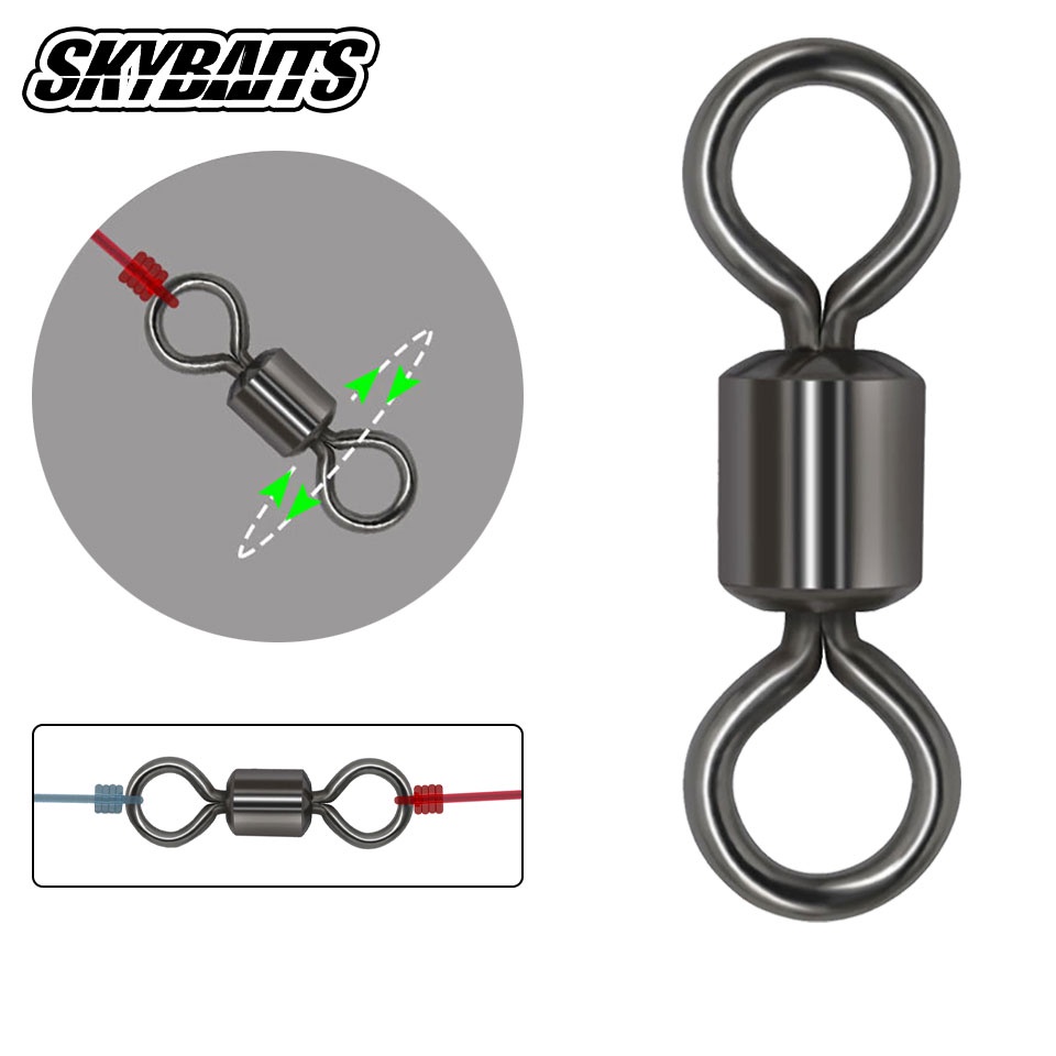 Skybaits 50 ชิ้น 8 รูปร่าง แหวนเชื่อมต่อเกียร์ตกปลา แรงดึงที่แข็งแกร่ง สไตล์อเมริกัน หมุนเชื่อมต่อ แหวนอุปกรณ์ตกปลา