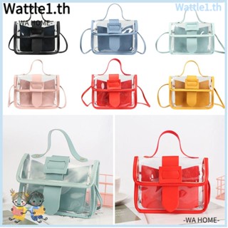 Wttle กระเป๋าสะพายไหล่ กระเป๋าถือ PVC เจลลี่ใส สีแคนดี้ สําหรับสตรี