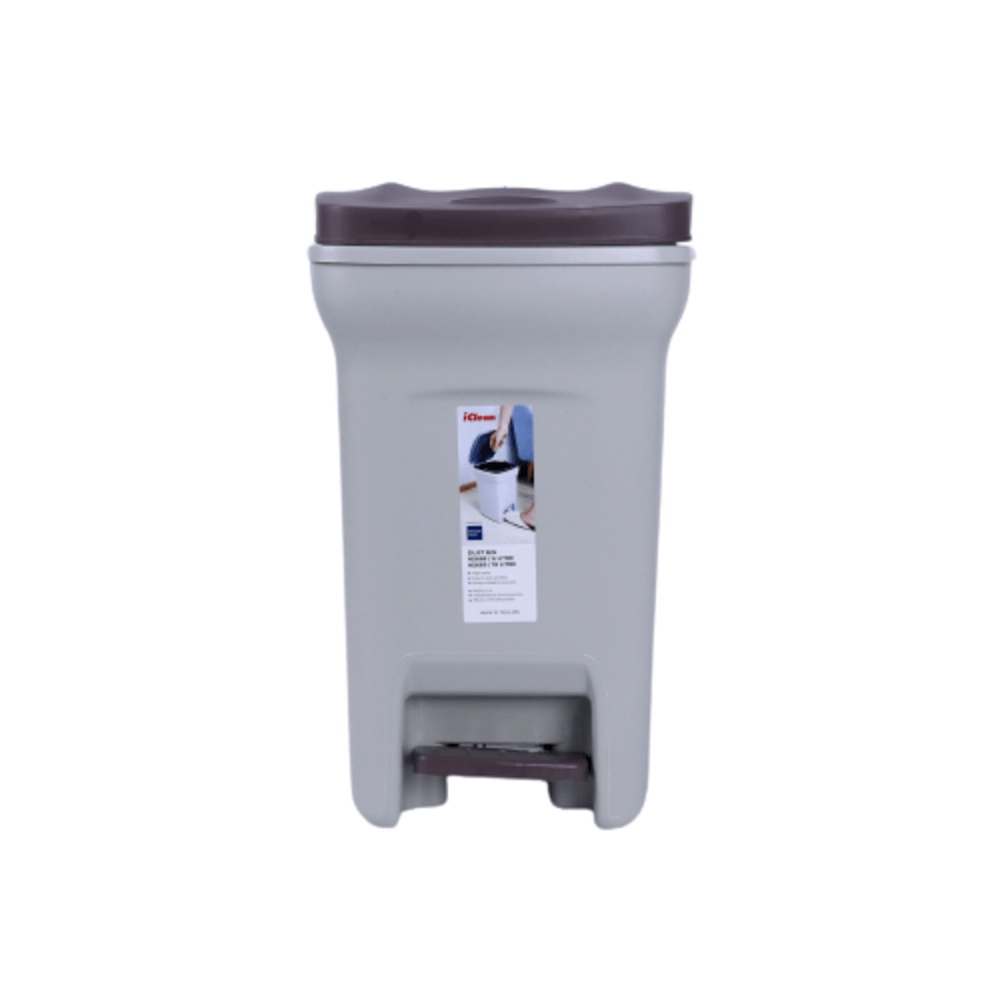 GlobalHouse ICLEAN ถังขยะเหยียบเหลี่ยม 18 ลิตร #5669 26.4x35.4x33.6 ซม.สีเทาอ่อน สินค้าของแท้คุณภาพดี