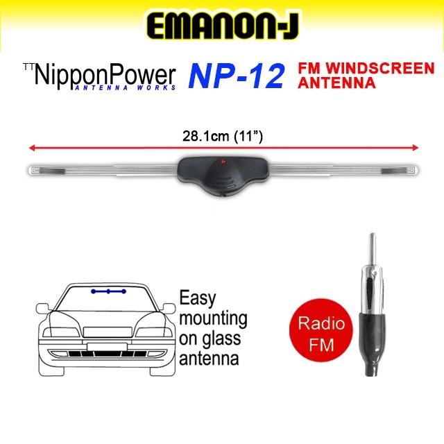 Nippon Power Car Indoor Glass AM / FM Super Power Radio Antenna NP-12 NP12 NP 12