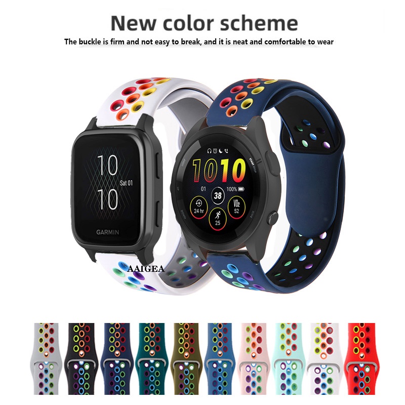 20 มม.22 มม.สองสีซิลิโคนนุ ่ มสายกีฬาสําหรับ Garmin Venu Sq 2 / 645 245 55 255 265 165 เพลง / Vivoactive 3 4 5