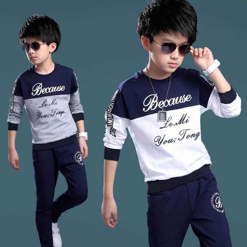 fashion ชุดกีฬา ♛ชุดกีฬาเด็ก เด็กผู้ชาย แฟชั่นเด็ก ชุดกีฬา สองชิ้น แฟชั่นฤดูใบไม้ผลิ และฤดูใบไม้ร่วง สําหรับเด็กผู้ชาย