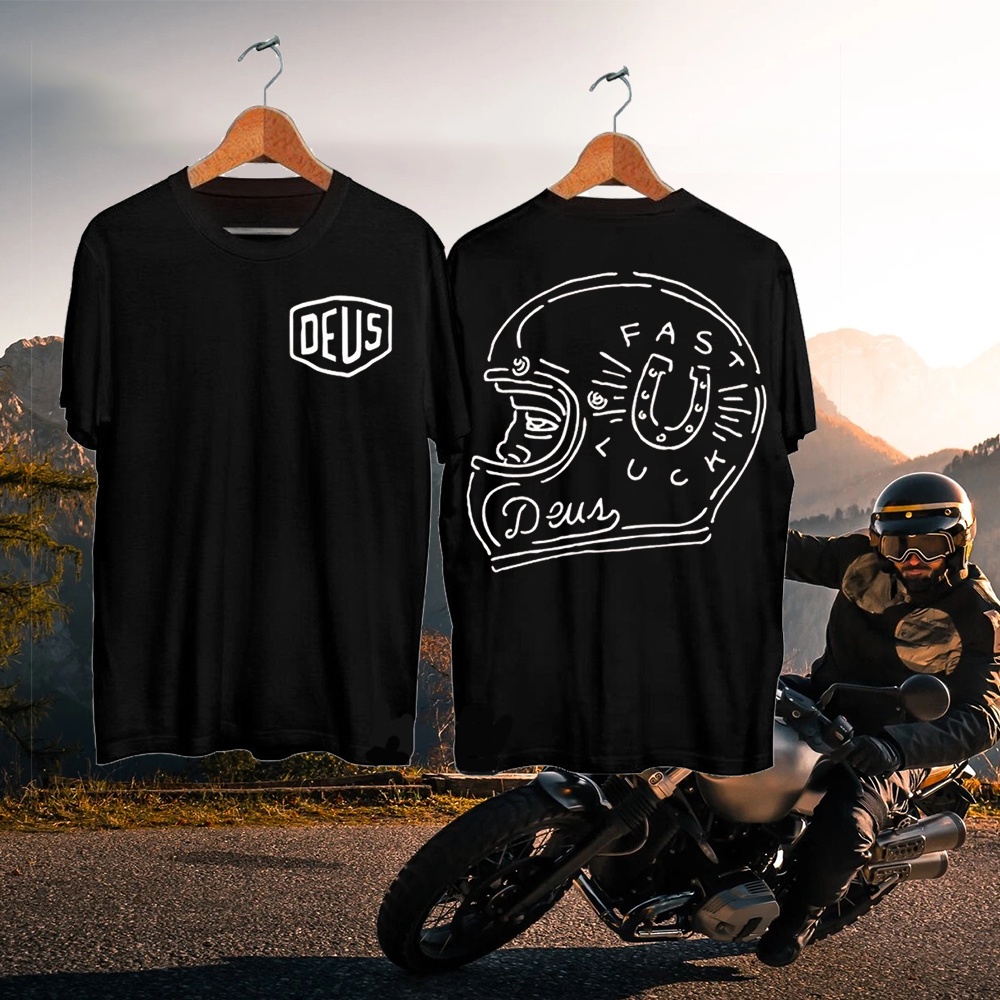 [การเลือกบูติก] เสื้อยืดแขนสั้น พิมพ์ลาย Deus Ex Machina Helmet Fast Luck สำหรับผู้ชาย 76-2