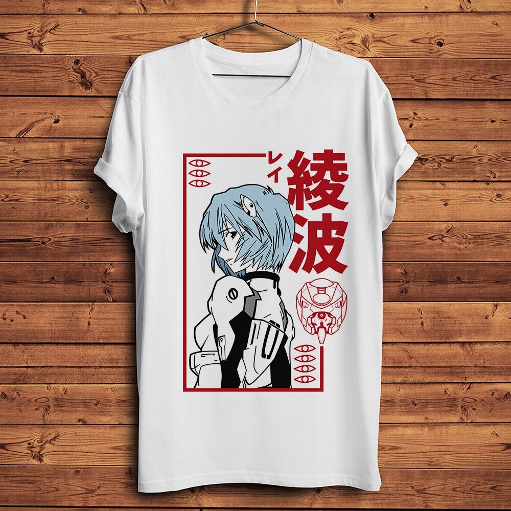 เสื้อยืดผ้าฝ้ายฤดูร้อน  anime Rei Ayanami Evangelion funny t shirt men new white casual short sleeve