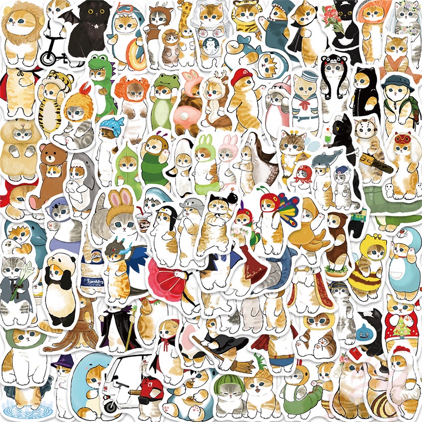 100Pcs/Set ❉ Q Funny Cats Series 01 Kitten Cosplay Art Stickers ❉ DIY Fashion Waterproof Doodle Decals Stickers