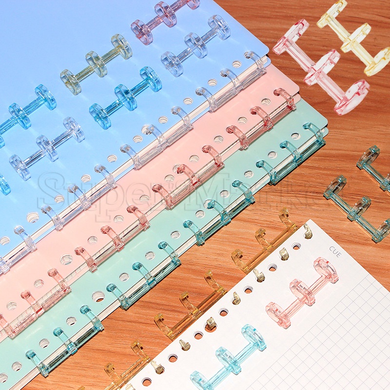 [ Featured ] คลิปพลาสติก ห่วงวงกลม 3 รู หลากสีสัน สําหรับหนีบกระดาษโน้ตบุ๊ก DIY