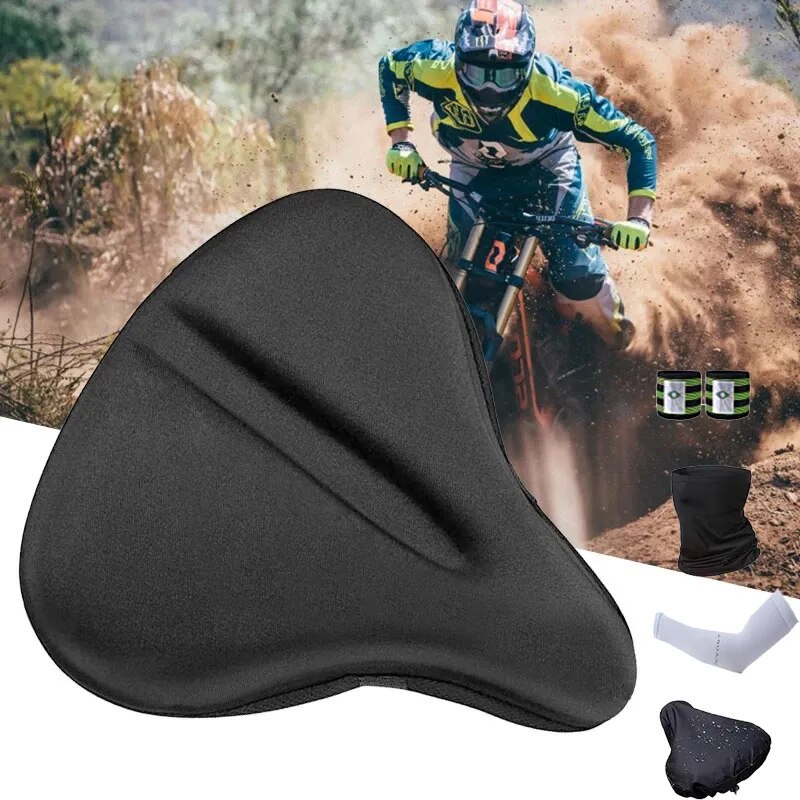 Bicycle Saddle Gel Cushion Cover Ergonomic design For Comfortable Exercise Bike Seat Pad Bike Cycling Riding Accessories
