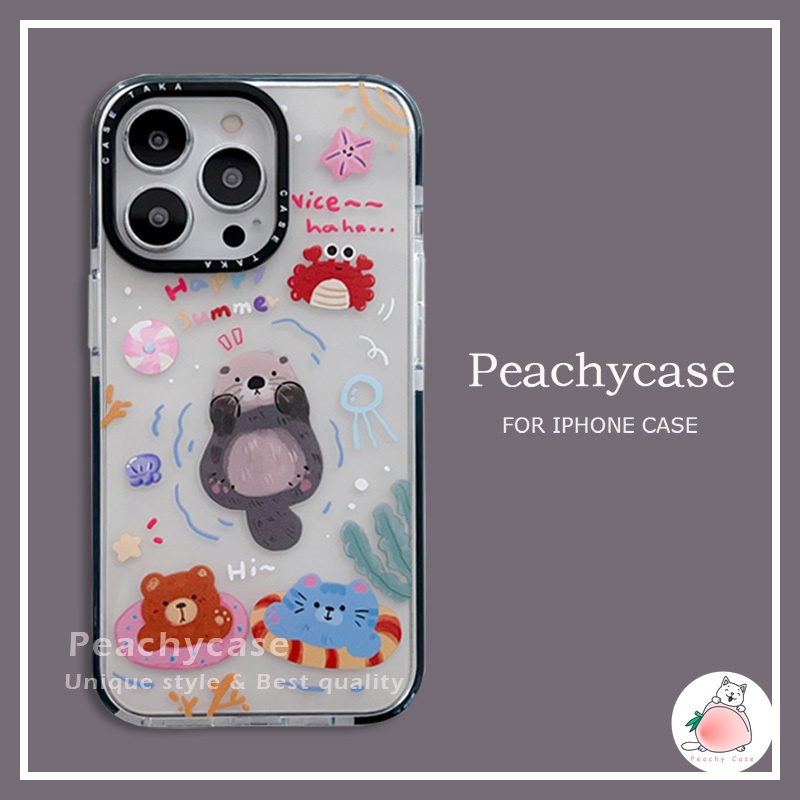 เคสโทรศัพท์มือถือแบบนิ่ม TPU ใส กันกระแทก ลาย Beaver Seaworld น่ารัก สําหรับ iPhone 15 14 13 12 Pro Max 11