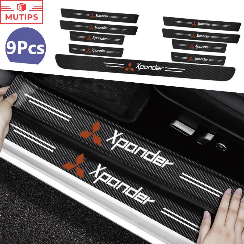 Mitsubishi Xpander ป้องกันรอยขีดข่วน สติกเกอร์คาร์บอนไฟเบอร์ สติกเกอร์​ สำหรับธรณีประตูรถยน