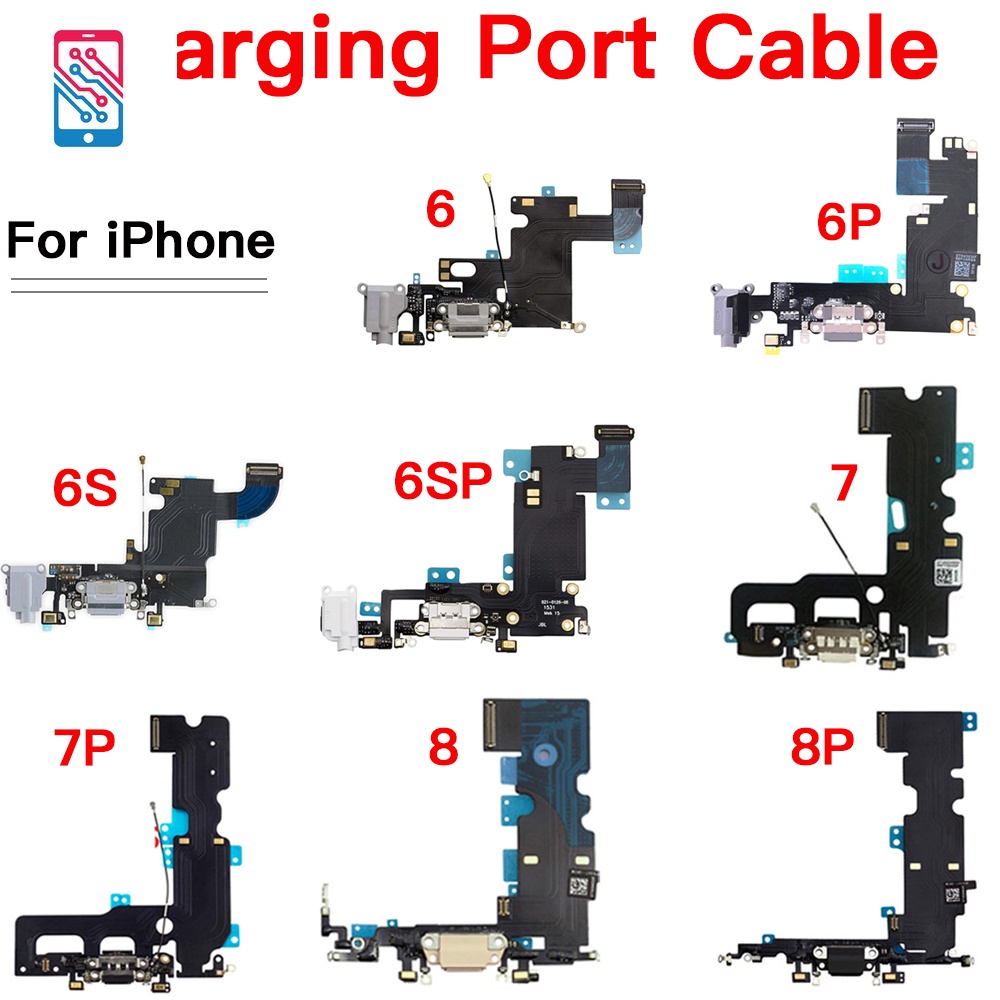 แท่นชาร์จเชื่อมต่อสายเคเบิลอ่อน สําหรับ iPhone 6 6p 6s 7 7P 8 8 Plus พอร์ตชาร์จ พอร์ตข้อมูล แจ็คเสียบซ็อกเก็ตเปลี่ยน