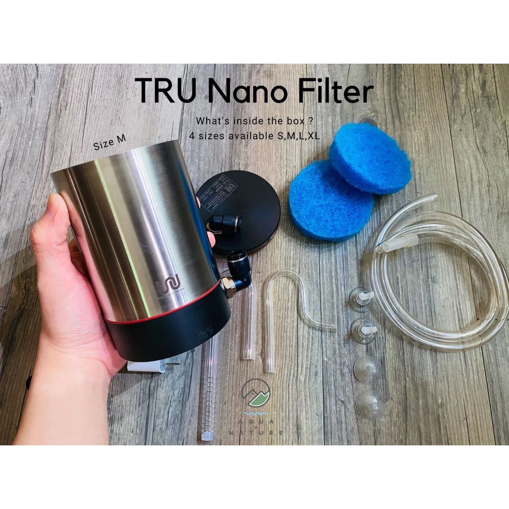 TRU Stainless Steel Nano Aquarium Canister Filter (L/XL)(Nano Tank/Shallow Tank/Aquascape/Planted Ta