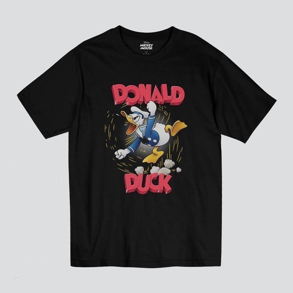 SO.BEST เสื้อยืด Donald Duck สกรีนหน้า ผ้าสีดำ ลิขสิทธิ์แท้ Disney