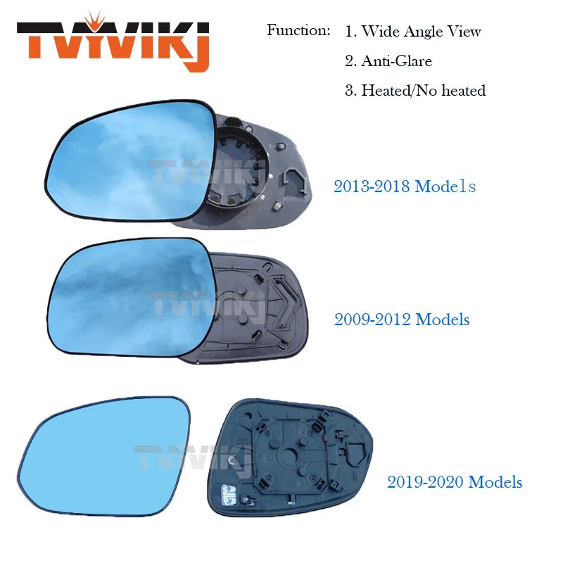 LY กระจกมองข้าง 1 คู่ สำหรับ Toyota RAV4 2009-2020  กระจกน้ำเงิน มุมกว้าง ตัดแสงสะท้อน