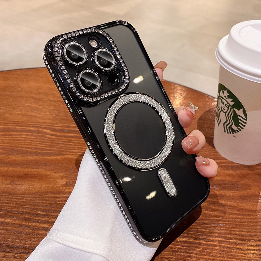 เคสโทรศัพท์มือถือ ซิลิโคนนุ่ม ใส กันกระแทก ประดับเพชร รูปที่ 4