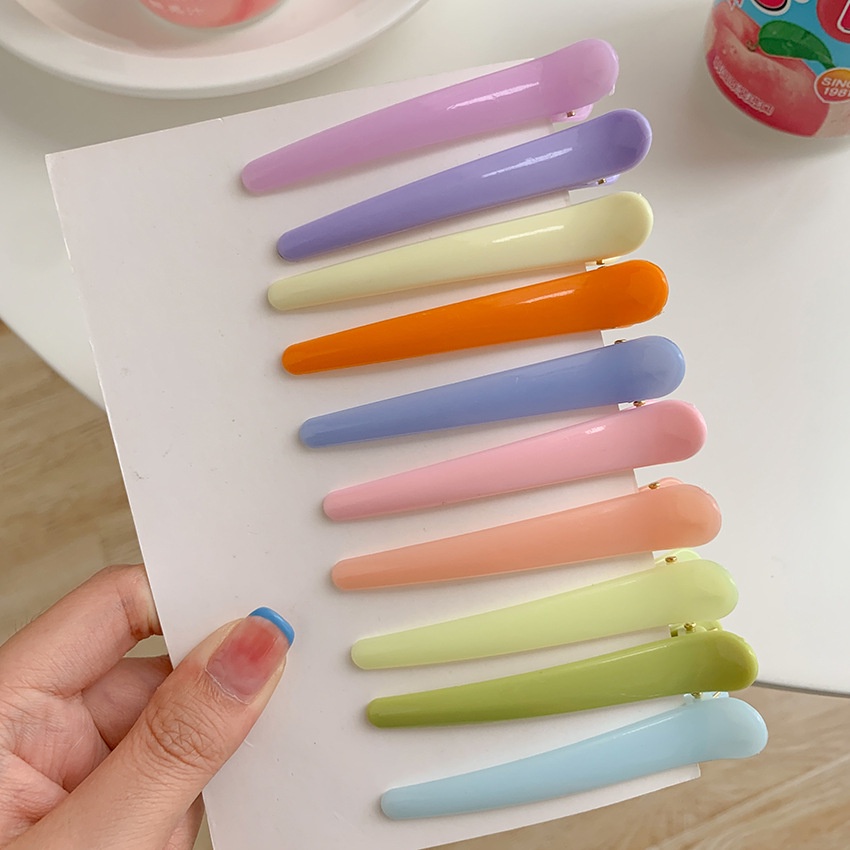 กิ๊บปากเป็ด พลาสติก สีพื้น เรียบง่าย ขนาดใหญ่ สําหรับเด็กผู้หญิง ปิ่นปักผม อุปกรณ์ผม