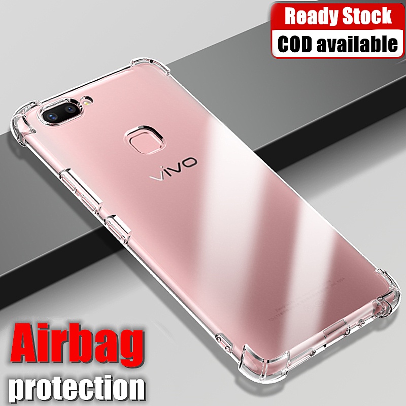 สําหรับ Vivo X20 X20A X20plus 1721 1720 ซิลิโคนเหลวใสยืดหยุ่น Anti-Yellowing ฝาหลัง 4 มุมป้องกันกรณี