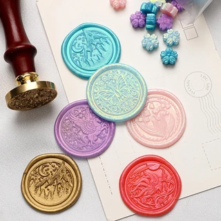90 ชิ้น / ถุงขี้ผึ้งปิดผนึกแสตมป์สีไฟแสตมป์เม็ดขี้ผึ้งมุกซองจดหมายเชิญงานแต่งงานสมุดภาพ DIY